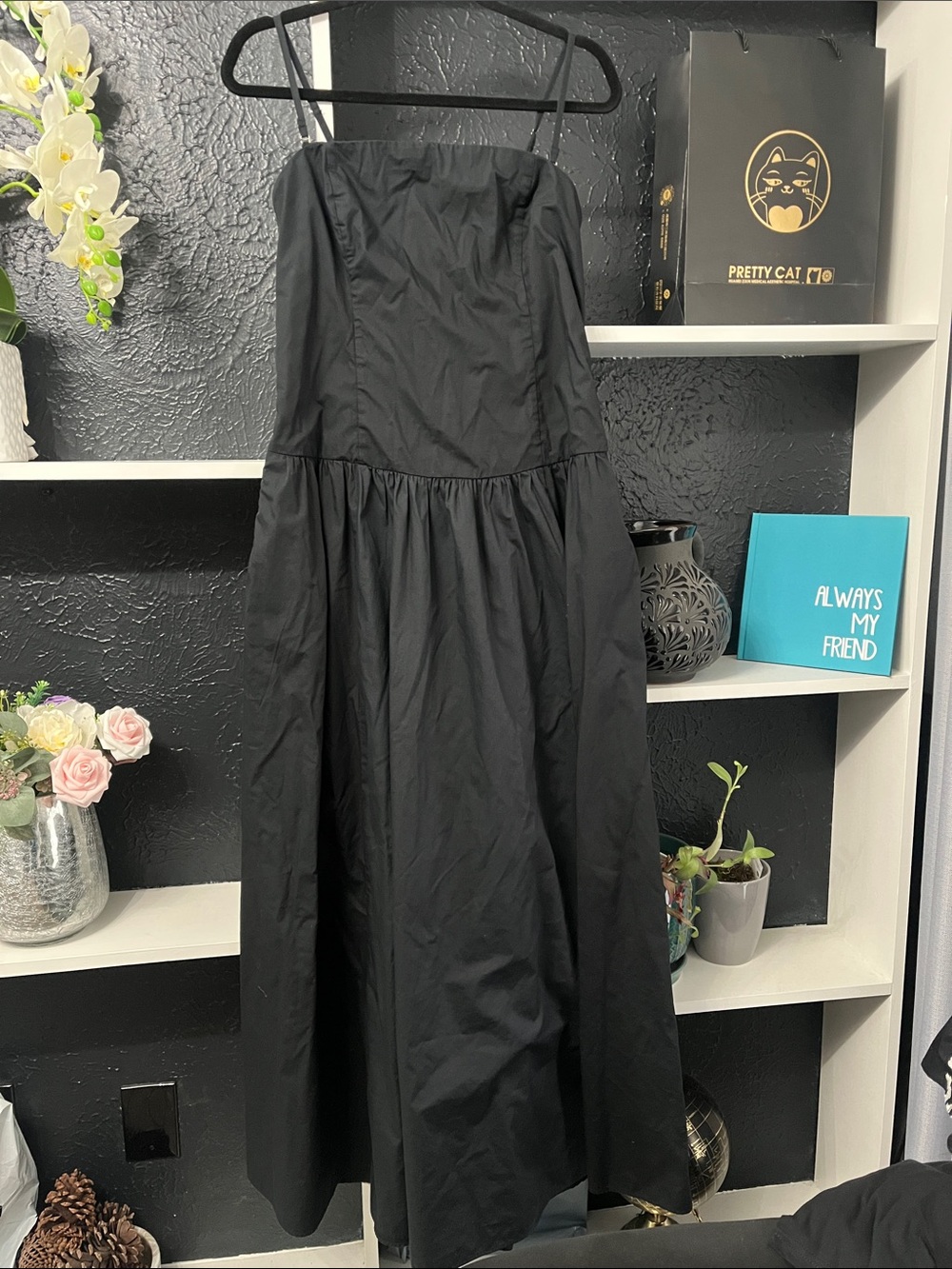 Abercrombie & Fitch Black Strapless Midi Dress LT